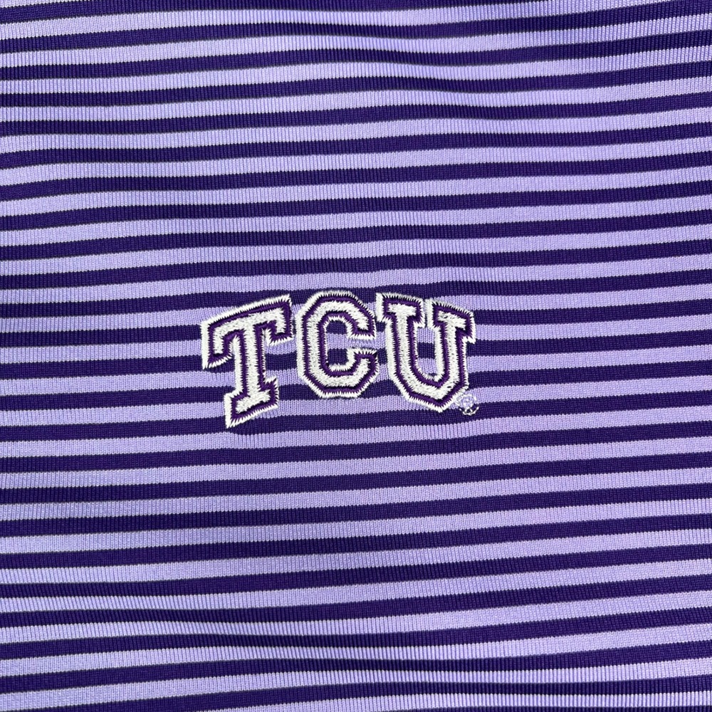 Southern Tide TCU Horned Frogs 1/4 Zip Pullover Men L Purple Striped Performance - Picture 4 of 9